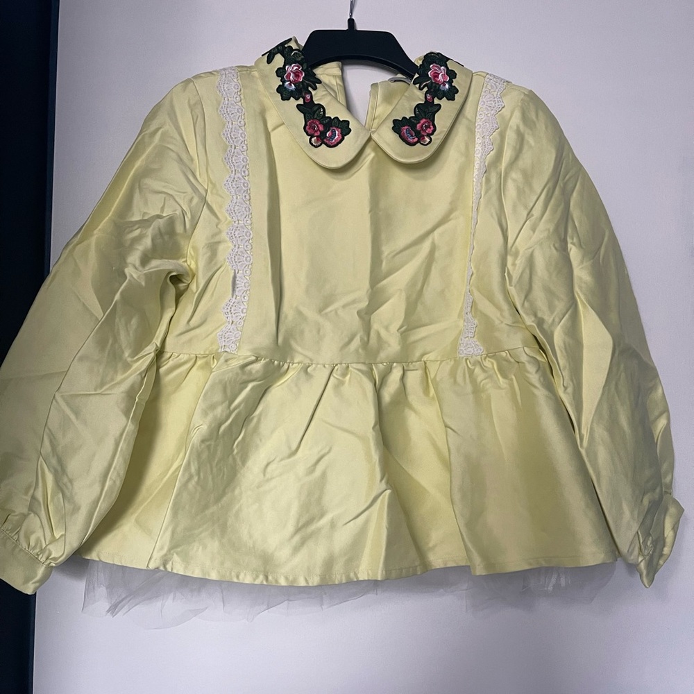Yellow embrodiered floral top